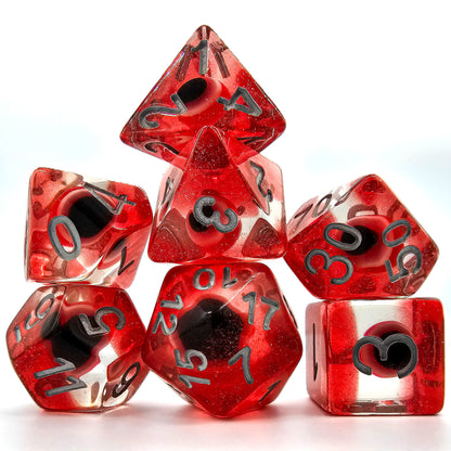 Resin Red Evil Eye DND Dice Set