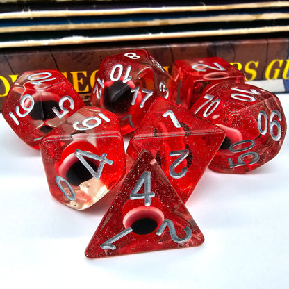 Resin Red Evil Eye DND Dice Set