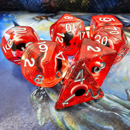 Resin Red Evil Eye DND Dice Set