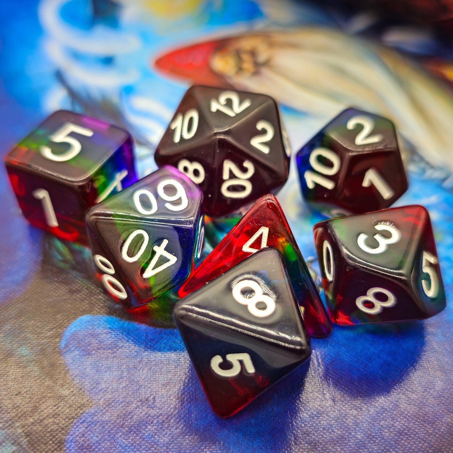 7pcs/Set Rainbow Resin DND Dice