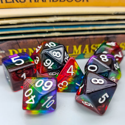 7pcs/Set Rainbow Resin DND Dice