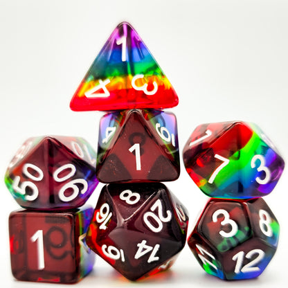 7pcs/Set Rainbow Resin DND Dice