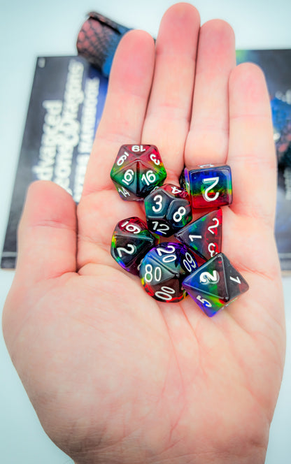 7pcs/Set Rainbow Resin DND Dice