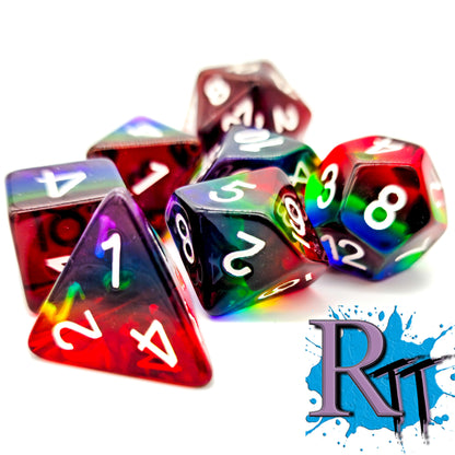 7pcs/Set Rainbow Resin DND Dice