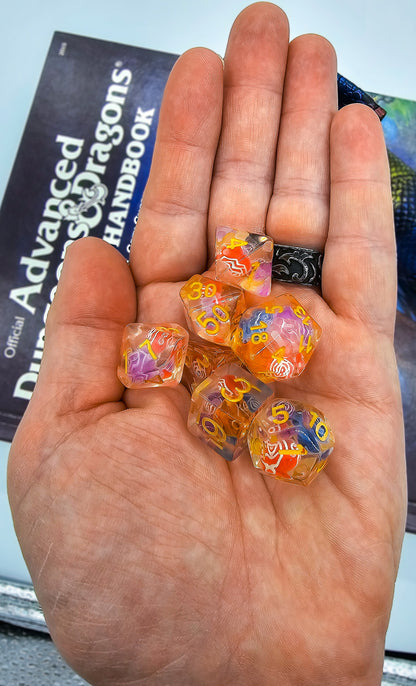 7pcs/Set Resin Multi-Color Rose Bead DND Dice