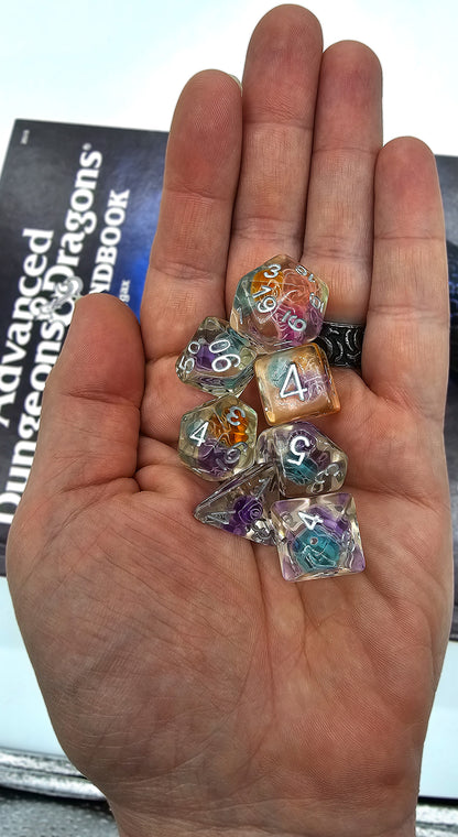 7pcs/Set Resin Multi-Color Rose Bead DND Dice