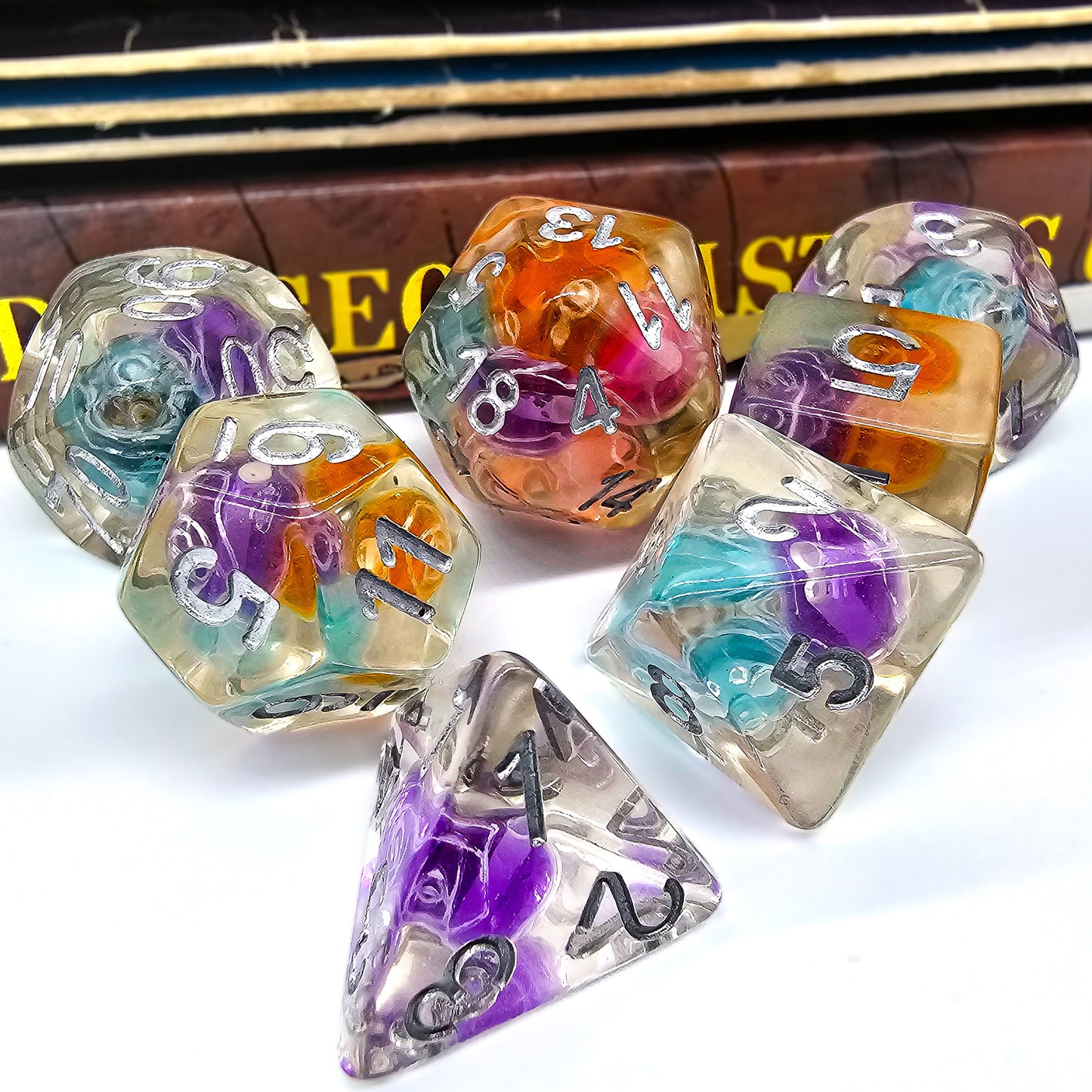 7pcs/Set Resin Multi-Color Rose Bead DND Dice