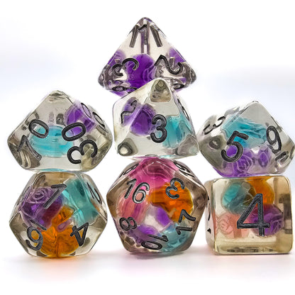 7pcs/Set Resin Multi-Color Rose Bead DND Dice