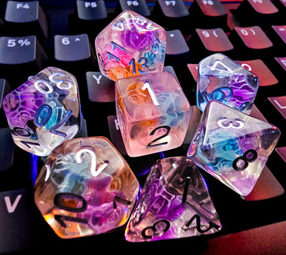 7pcs/Set Resin Multi-Color Rose Bead DND Dice