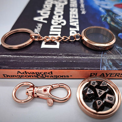 Rose Gold Metal Keychain Mini DND Dice Container