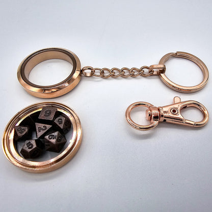 Rose Gold Metal Keychain Mini DND Dice Container