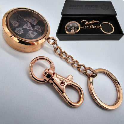 Rose Gold Metal Keychain Mini DND Dice Container