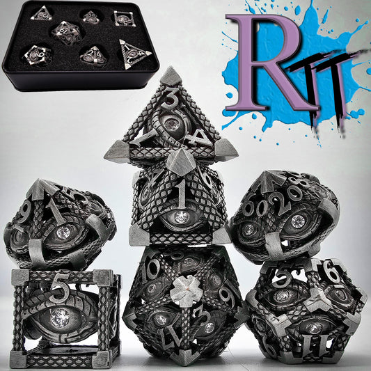 Silver Gray Hollow Metal Illuminati Dice