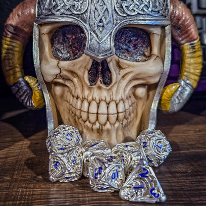 Hollow Metal Silver Skeleton DND Dice Set