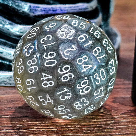 Resin Transparent Gray/Black D100 DND Dice