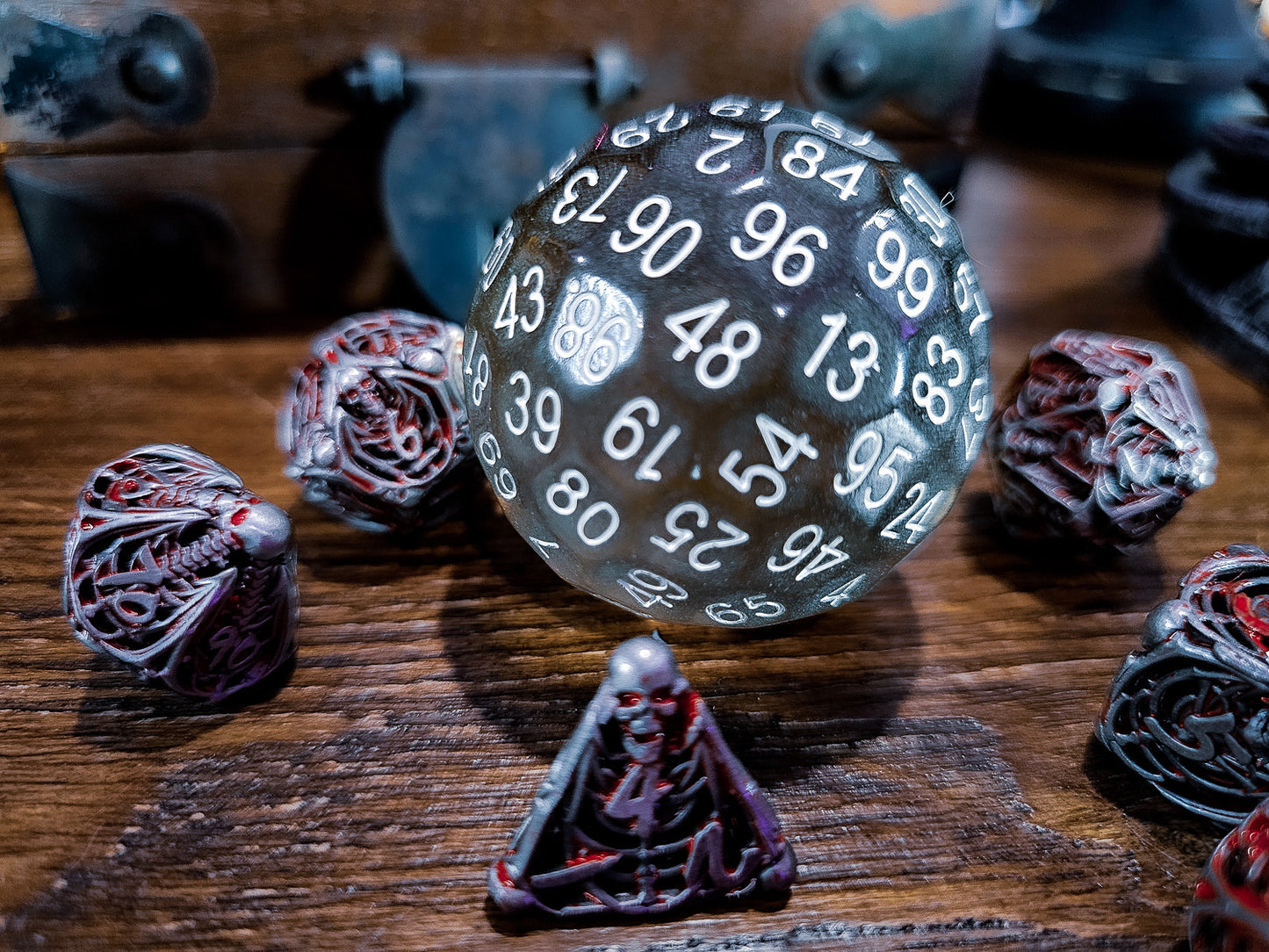 Resin Transparent Gray/Black D100 DND Dice