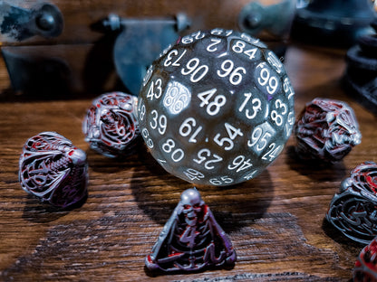 Resin Transparent Gray/Black D100 DND Dice