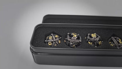 Black & Gold Hollow Metal Dragon Orb Dice