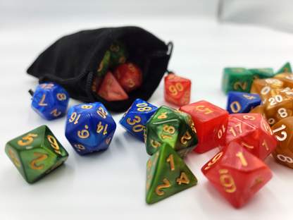 42 Piece DND Dice Set + 6 Velvet Dice Bags