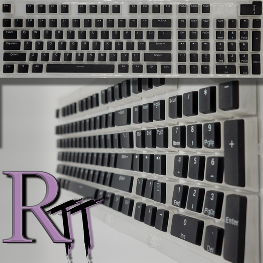 100% Full Size 104 Key Black & White Pudding Keycap Set for Mechanical Keyboards