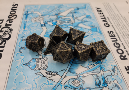 Bronze Dragon Scale Metal 7 Piece D&D Dice Set + Metal Box