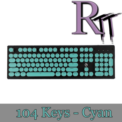 White Retro Steampunk Round Typewriter Keycaps 104 Keys ABS Mechanical Keyboard