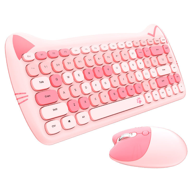 Kids Mini Cat/Kitten 2.4g Wireless Keyboard & Mouse Combo PC Mac iPhone