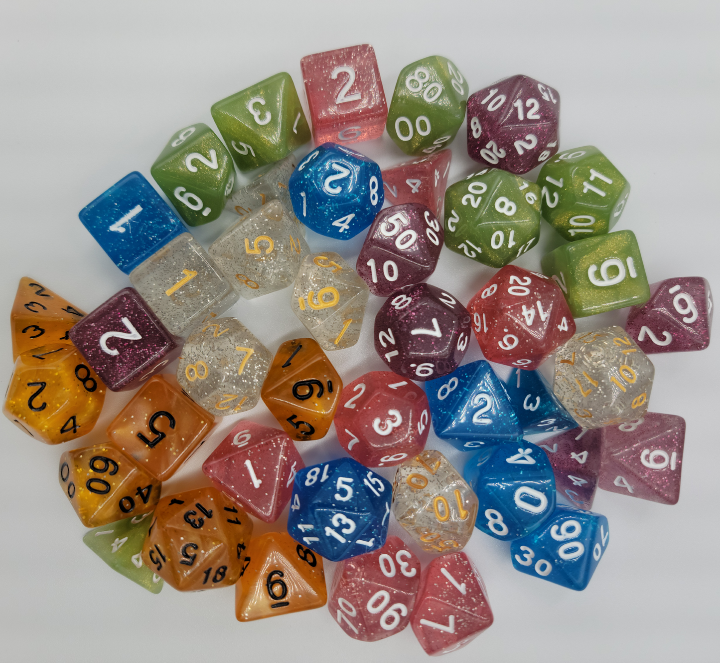 42 Piece DND Dice Set + 6 Velvet Dice Bags