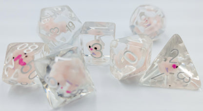 7pcs/Set Pink Pig Farm Animal Hog Swine Polyhedral Dice DND RPG MTG Role Playing Game Tabletop