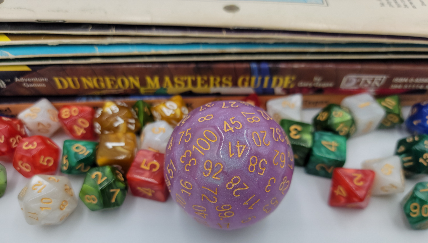 Resin Purple/Pink D100 DND Dice