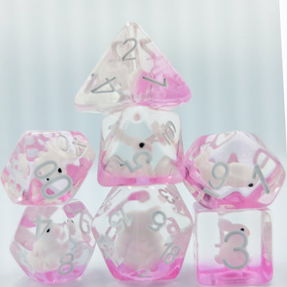 Resin Pink Bunny Rabbit DND Dice Set