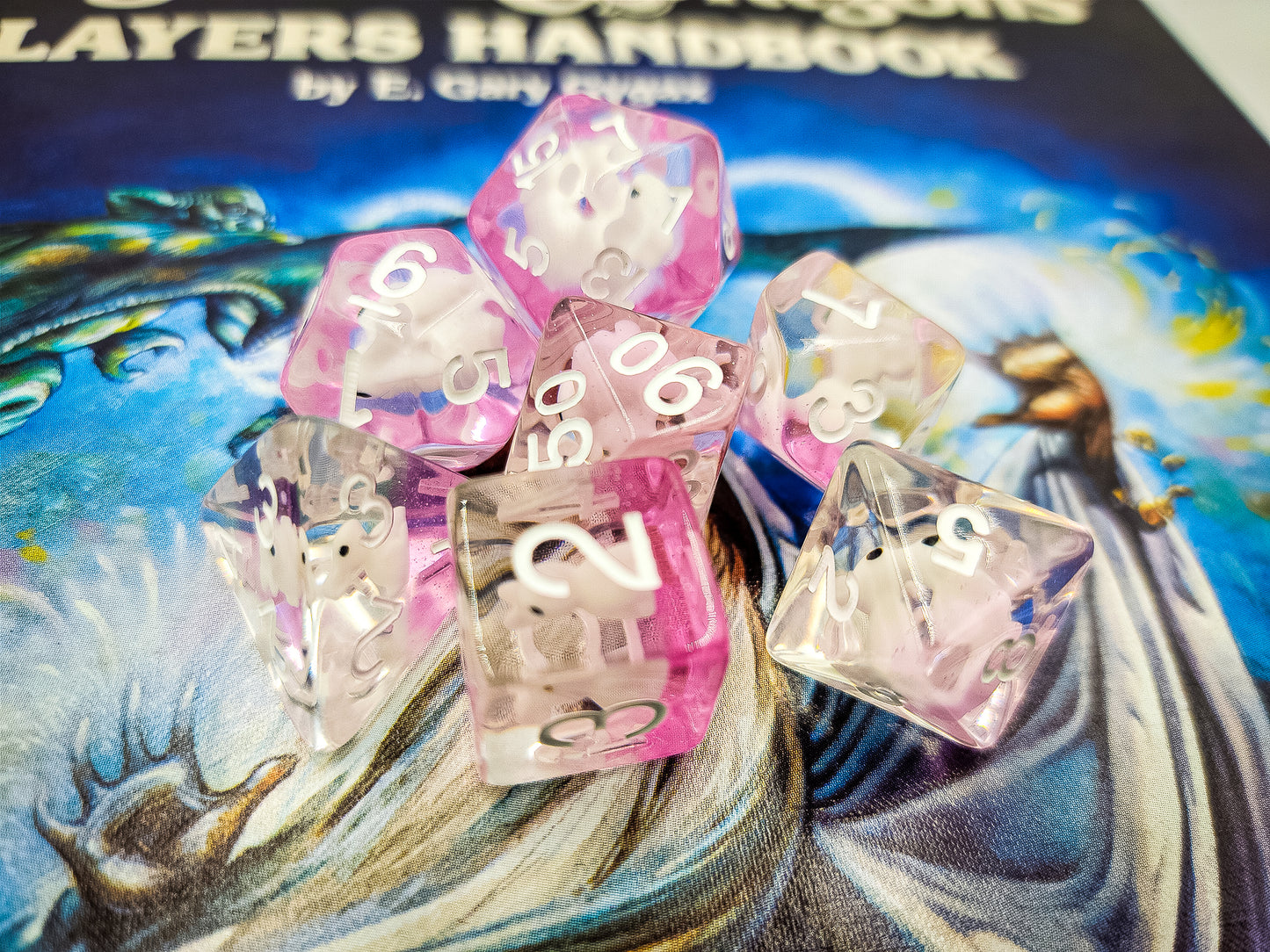 Resin Pink Bunny Rabbit DND Dice Set