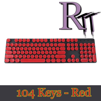 White Retro Steampunk Round Typewriter Keycaps 104 Keys ABS Mechanical Keyboard
