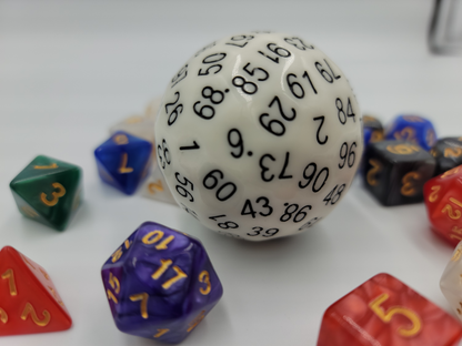 Resin White D100 DND Dice