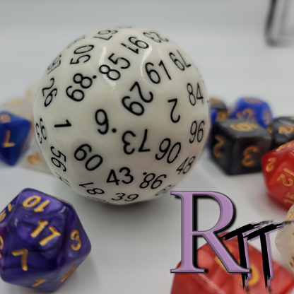 Resin White D100 DND Dice