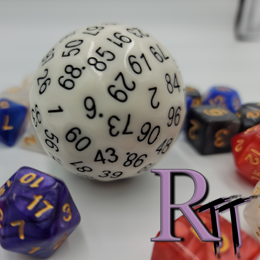 White D100 Polyhedral DND Die 100 Sided Dice Dungeons & Dragons RPG