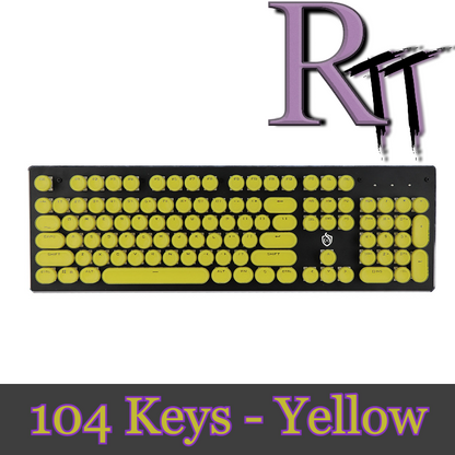 White Retro Steampunk Round Typewriter Keycaps 104 Keys ABS Mechanical Keyboard